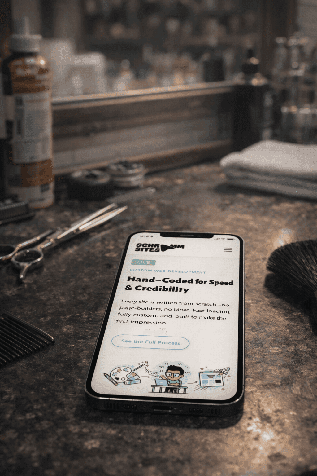 Finished website launching on screen
